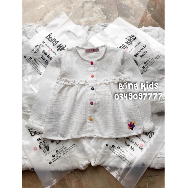 Áo Sơ Mi Bé Gái Nhún Lĩ Trắng Boboli