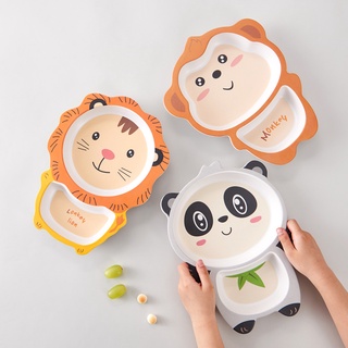 Khay ăn dặm cho bé chia ngăn, khay ăn cơm cho bé hình thú sợi tre cao cấp