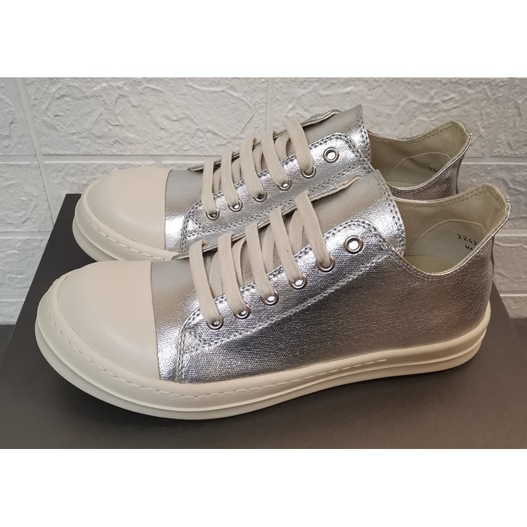 Giày cổ thấp Rick Owens DRKSHDW silver low top sneakers fw20