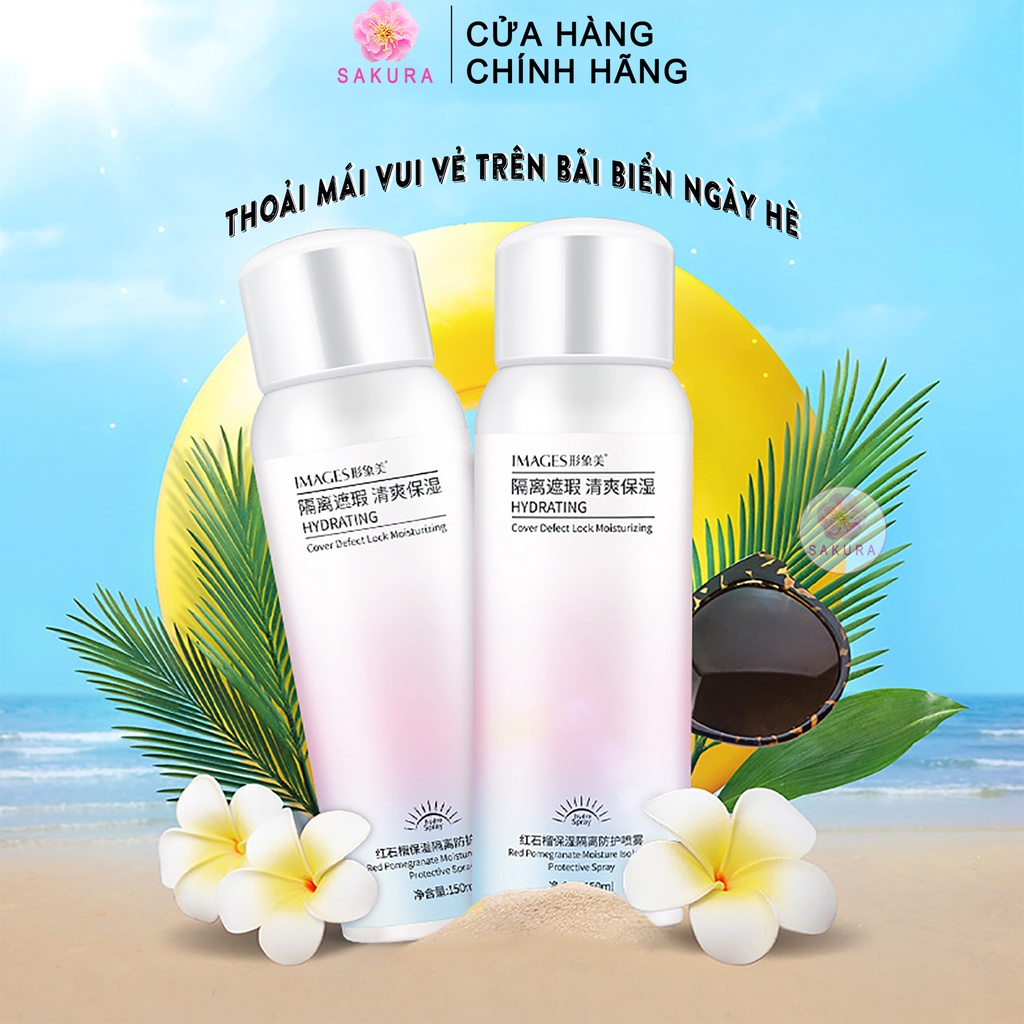 Xịt chống nắng trang điểm IMAGES makeup che khuyết điểm trắng da nội địa trung SAKURA 150ml