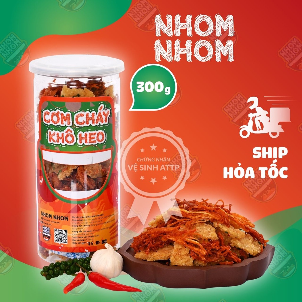 Cơm Cháy Lắc Khô Heo NHOMNHOM 300g-Ăn Vặt Việt Nam-Cơm Cháy Giòn Rụm Sợi Heo Thơm-Ngon Bổ Rẻ Hoả Tốc-An Toàn Thực Phẩm