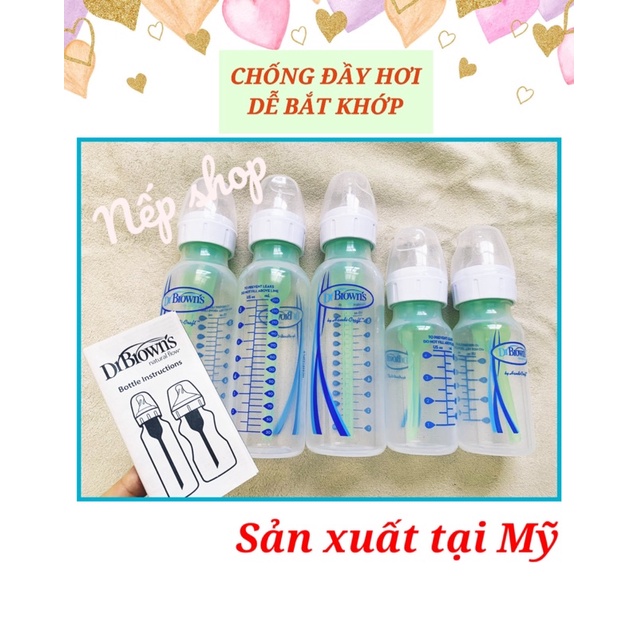Bình sữa Dr Brown cổ hẹp Options Plus 120ml và 250ml tách set