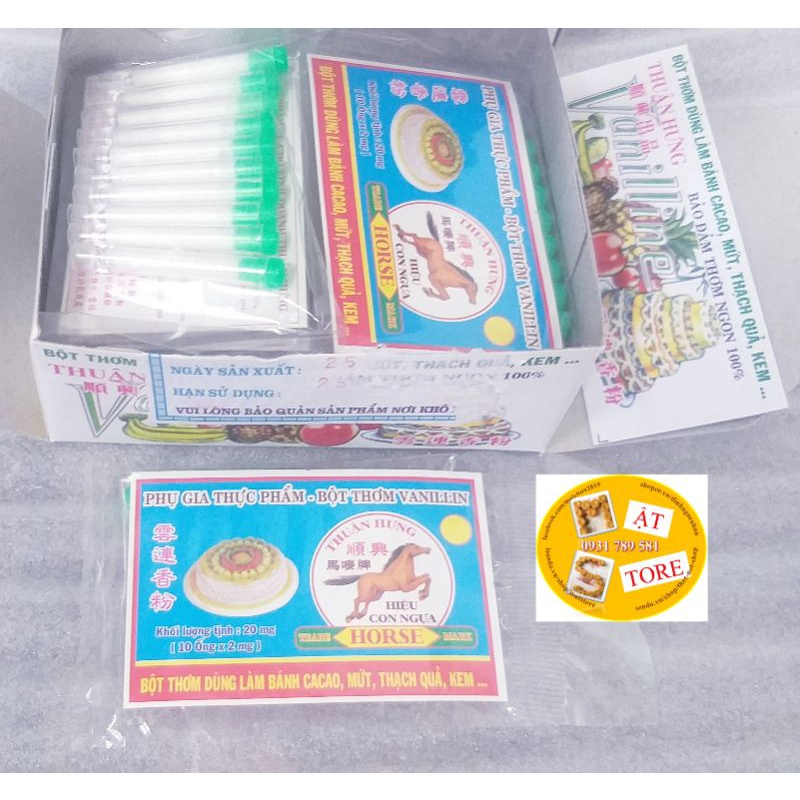 10 ỐNG( 1 VĨ) VANI - BỘT THƠM VANILLIN NGUYÊN CHẤT NHẬP KHẨU HIỆU CON NGỰA 25mg