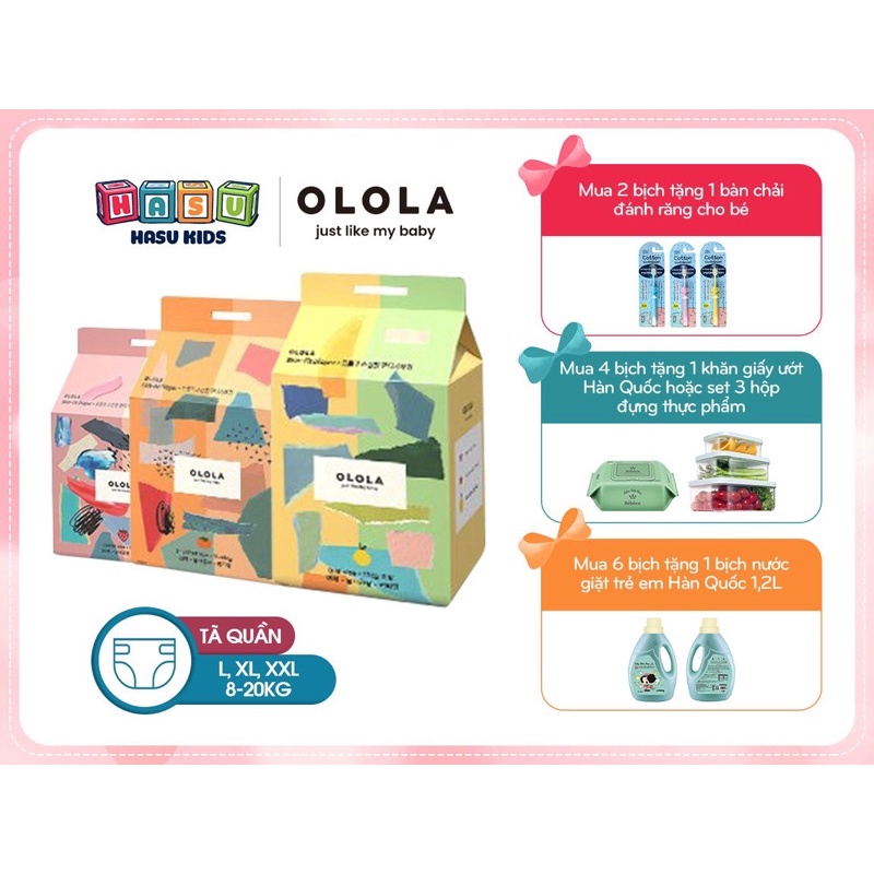 [KÈM QUÀ TẶNG] Tã/Bỉm Quần OLOLA Skin Fit Size L26/XL22/XXL18 Hàn Quốc Cho Bé, Mỏng Nhẹ, Mềm Thoáng, Thấm Hút Nhanh