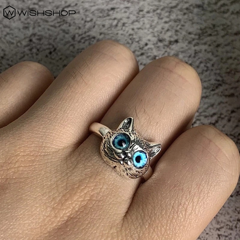 Nhẫn Đeo Tay Kim Loại Hình Mắt Mèo Thời Trang Unisex