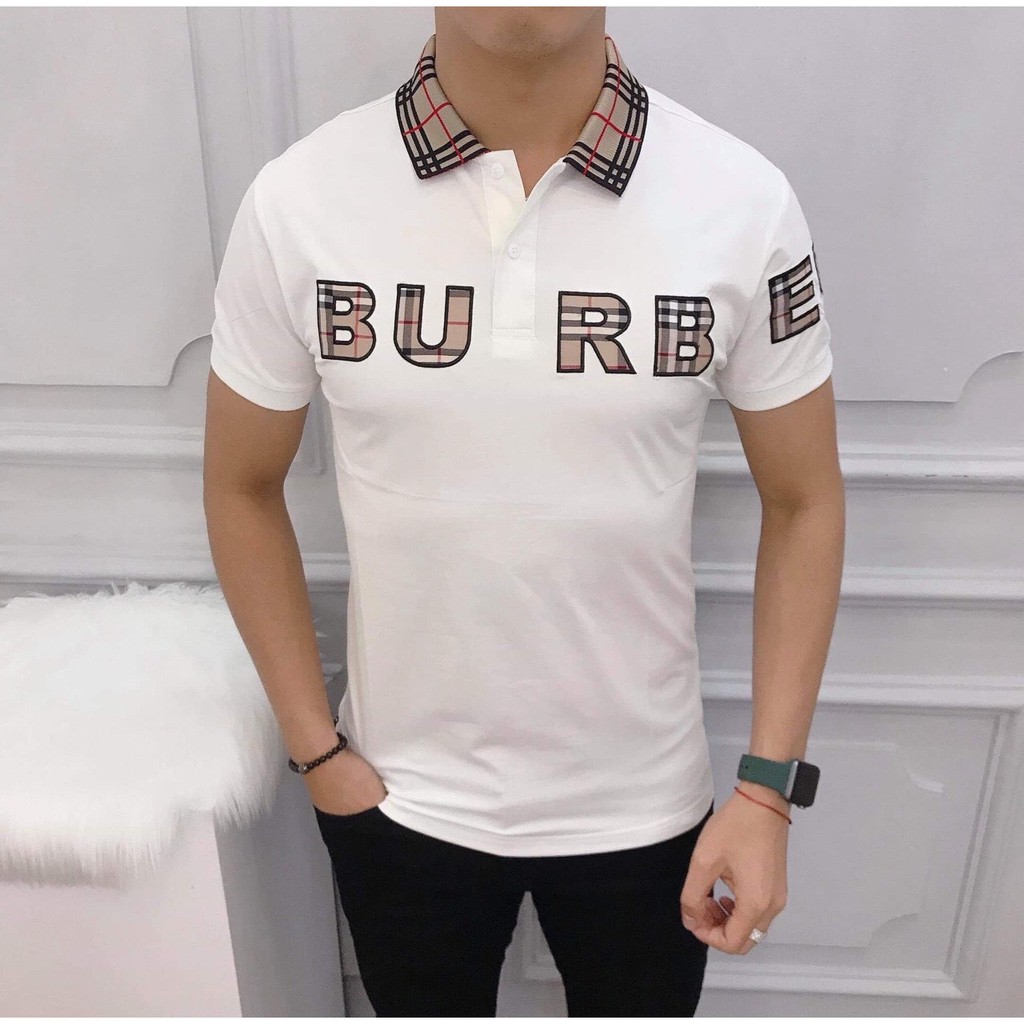 Áo thun nam có cổ Burbe phối hoạ tiết caro nam tính AHQ193