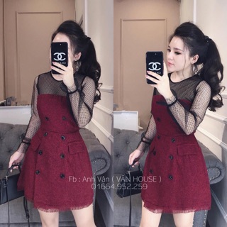 Đầm bố tay phối lưới