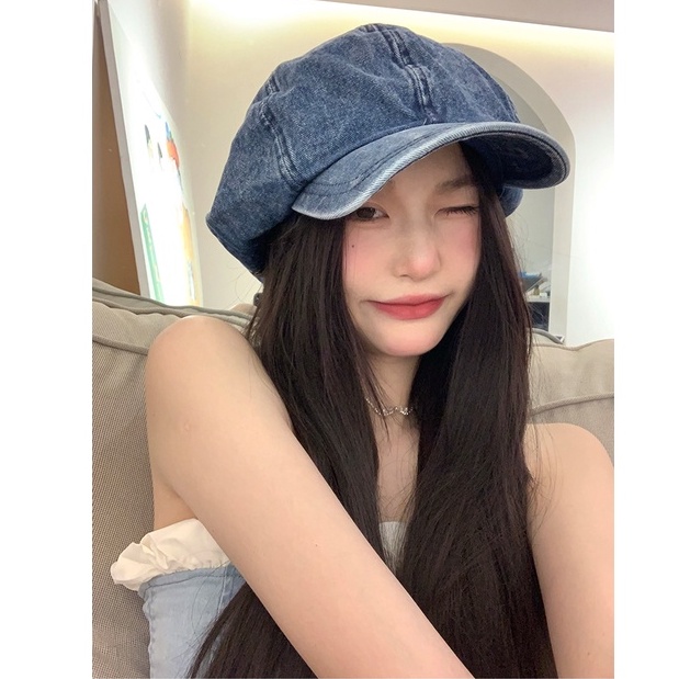 Mũ Beret Denim Phong Cách Hàn Quốc Thời Trang Cho Nữ