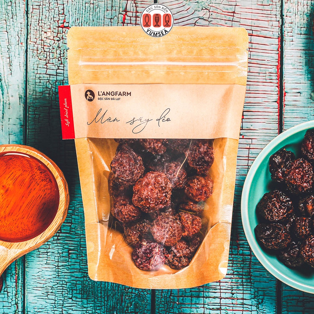 Mận sấy dẻo L'angfarm, 300g, bịch, mẫu kraft 1 mặt trong