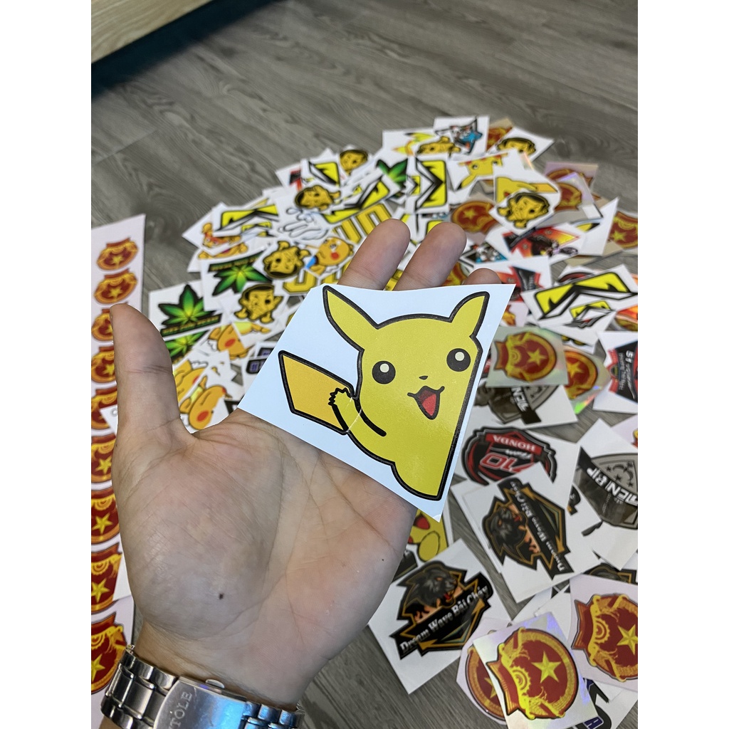 Tem Sticker PIKACHU 3Lớp cao cấp chống bong phai màu ! ( giá 1c )