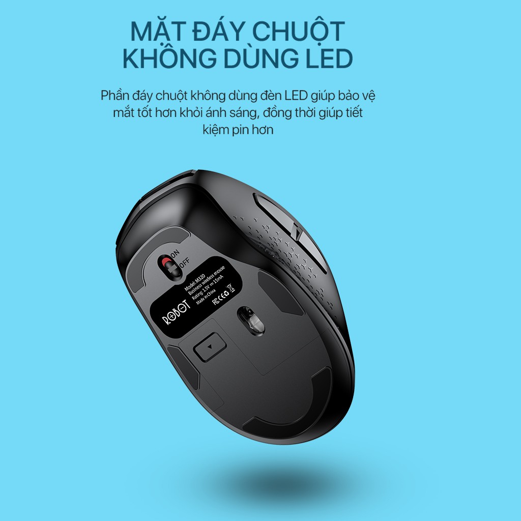 Chuột Không Dây 2.4G 6D ROBOT M320 Chuột Tĩnh Âm - Tặng Kèm Pin - BẢO HÀNH 12 THÁNG