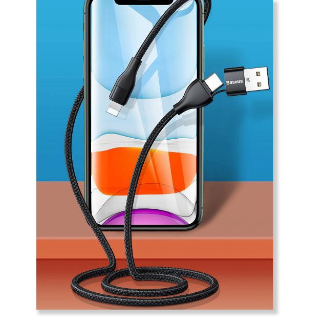 Cáp Sạc Và Truyền Dữ Liệu 2 Trong 1, 18W Lightning To Type-C / USB Sạc Nhanh Cho Iphone 11 Pro XR XS Max X 8 7 6 6 S
