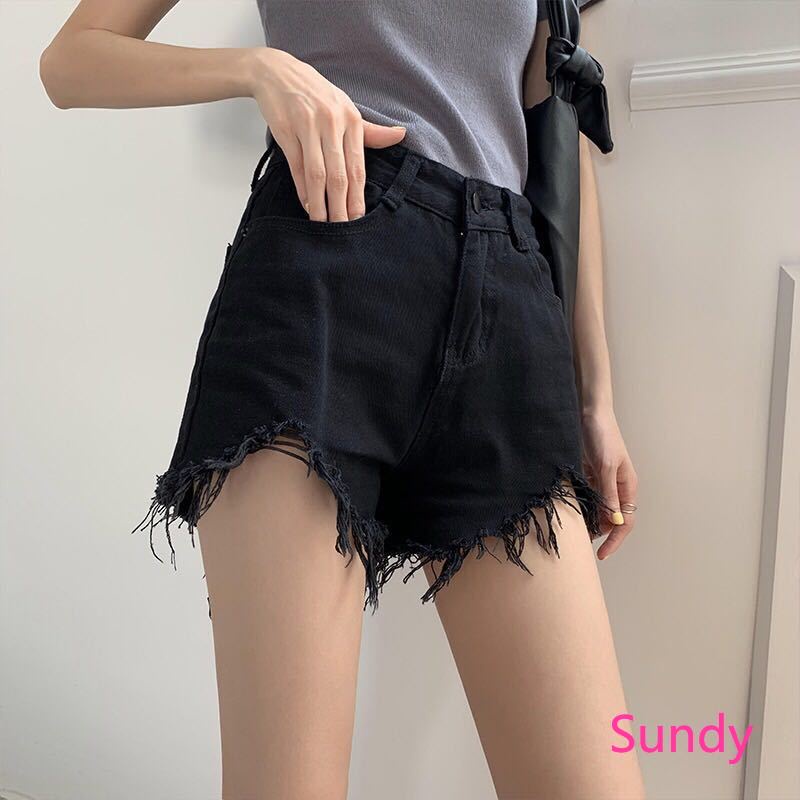 Quần short denim ống rộng lưng cao thời trang hè cho nữ