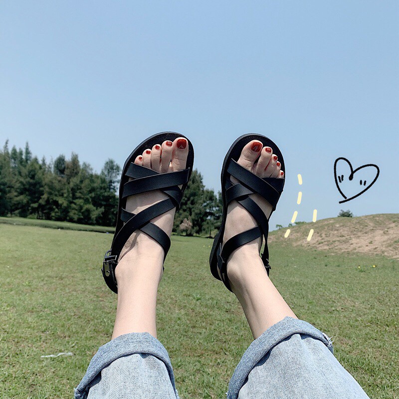 Sandal nữ cao su dẻo QUAI NHỎ phong cách ulzzang trẻ trung năng động