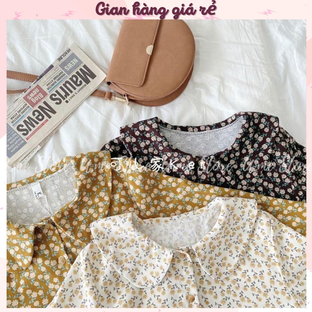 Đầm Váy Babydoll hoa nhí dáng dài nhung lì vintage phong cách Hàn Quốc Váy hoa nhí nàng thơ