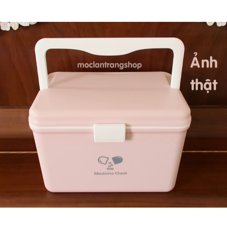 Tủ thuốc, Hộp đựng thuốc gia đình 2 tầng nhiều ngăn GLOSEN tiện lợi, size cỡ lớn tặng vỉ thuốc 6 ô, có khóa