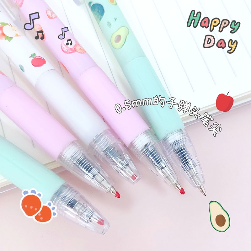 Bút bi mực đen ngòi 0.5mm họa tiết trái cây sáng tạo đáng yêu