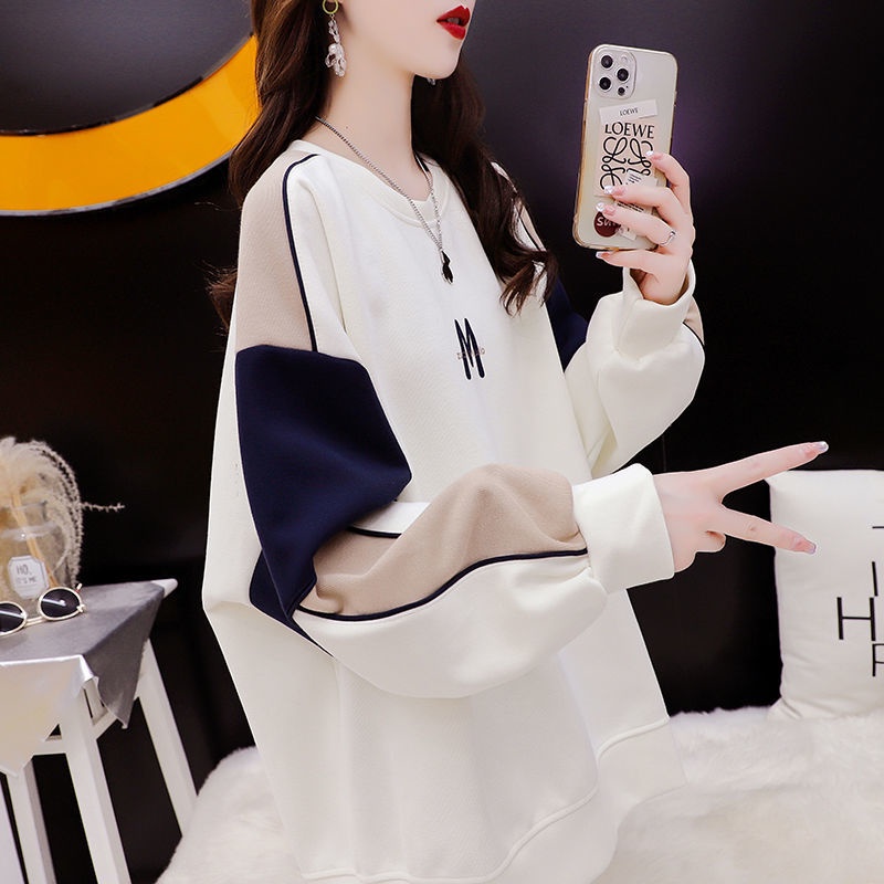 Áo Nỉ Cổ Tròn Dáng Rộng Thiết Kế Mới Thời Trang Theo Phong Cách Hàn Quốc Dành Cho Nữ