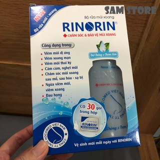 RINORIN (Bình + 15 gói muối rửa) - Bộ rửa mũi xoang kèm muối rửa