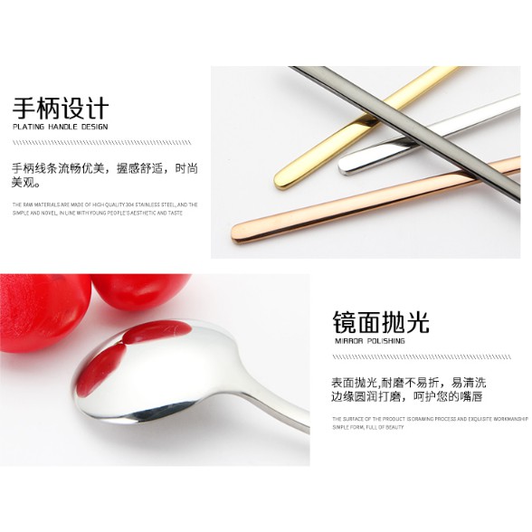 Colorful shiny stainless steel coffee spoon, ice-cream spoon gold/rose gold/black small spoon