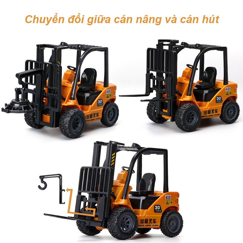 Bộ đồ chơi Mô hình xe nâng móc hàng đầy đủ phụ kiện, đồ chơi cho bé bằng nhựa ABS an toàn, chống chịu va đập