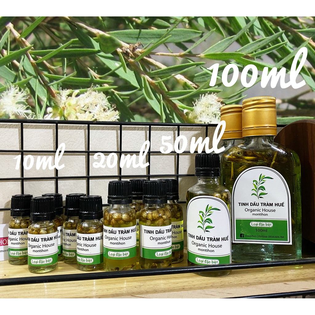 Tinh dầu Tràm Huế thiên nhiên nguyên chất montihon organic house (chuẩn xịn) - 10ml/20ml/50ml