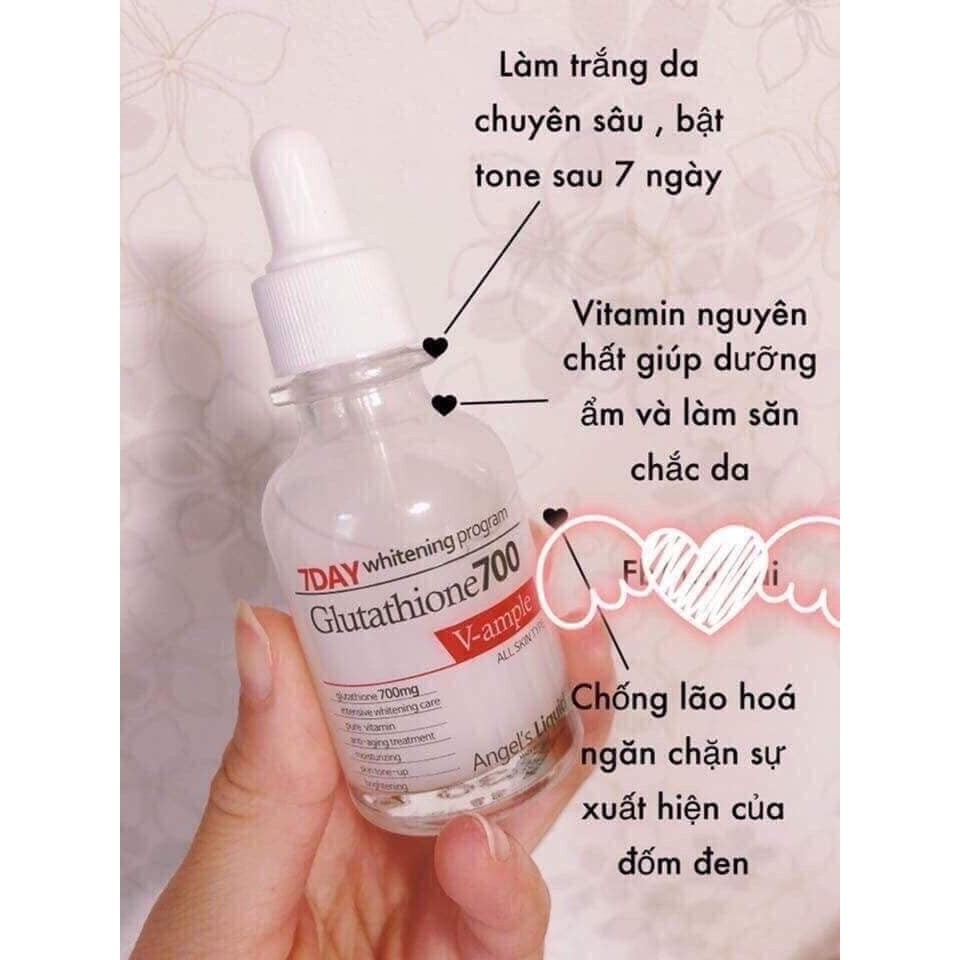 HUYẾT THATRẮNG DA SAU 7 NGÀY SỬ DỤNG Angel's Liquid 7 Day Whitening Program Glutathione 700 V-Ample