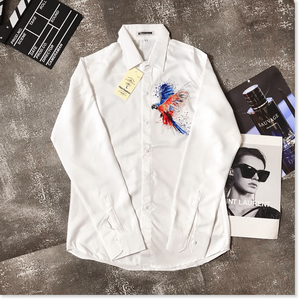 ÁO SƠ MI DÀI TAY NAM HOẠ TIẾT CHIM LÔNG VŨ TUYỆT ĐẸP CHO CÁC AE KOKO MI FASHION