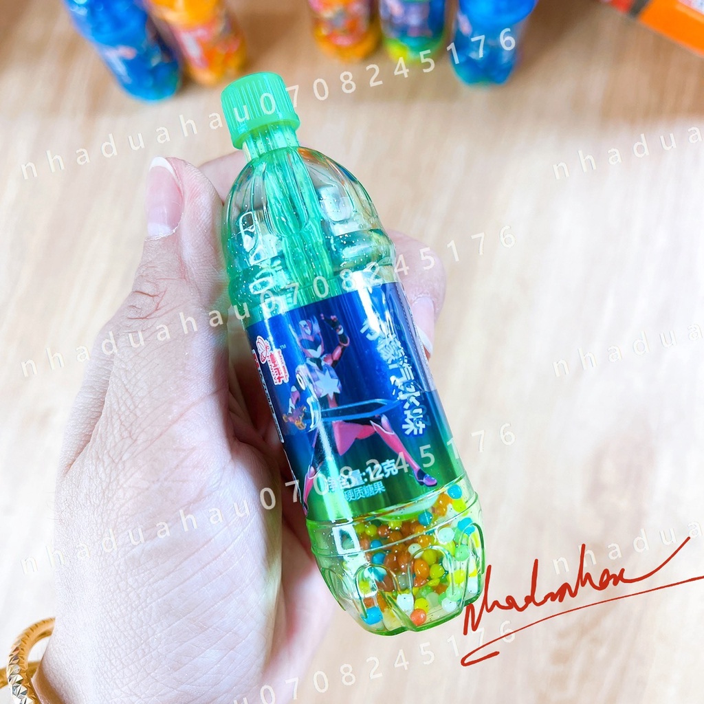 Combo 3 cây kẹo mút phủ cốm vị soda hình chai nước ngọt dễ thương Kengji Hongkong cây 12 gam