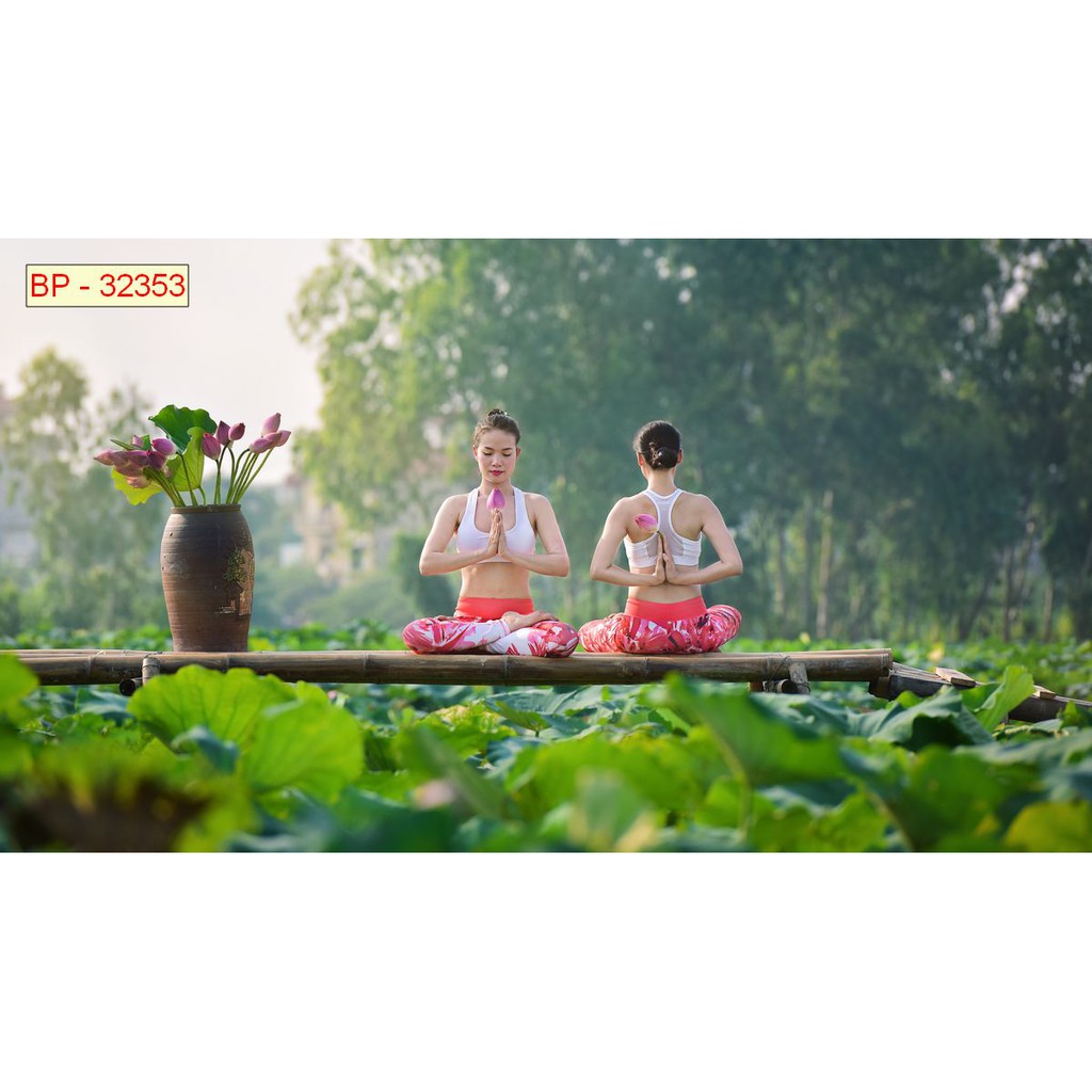 Tranh lụa 3d trang trí chủ đề Yoga Thước 1,5m x 2m YOGA 6