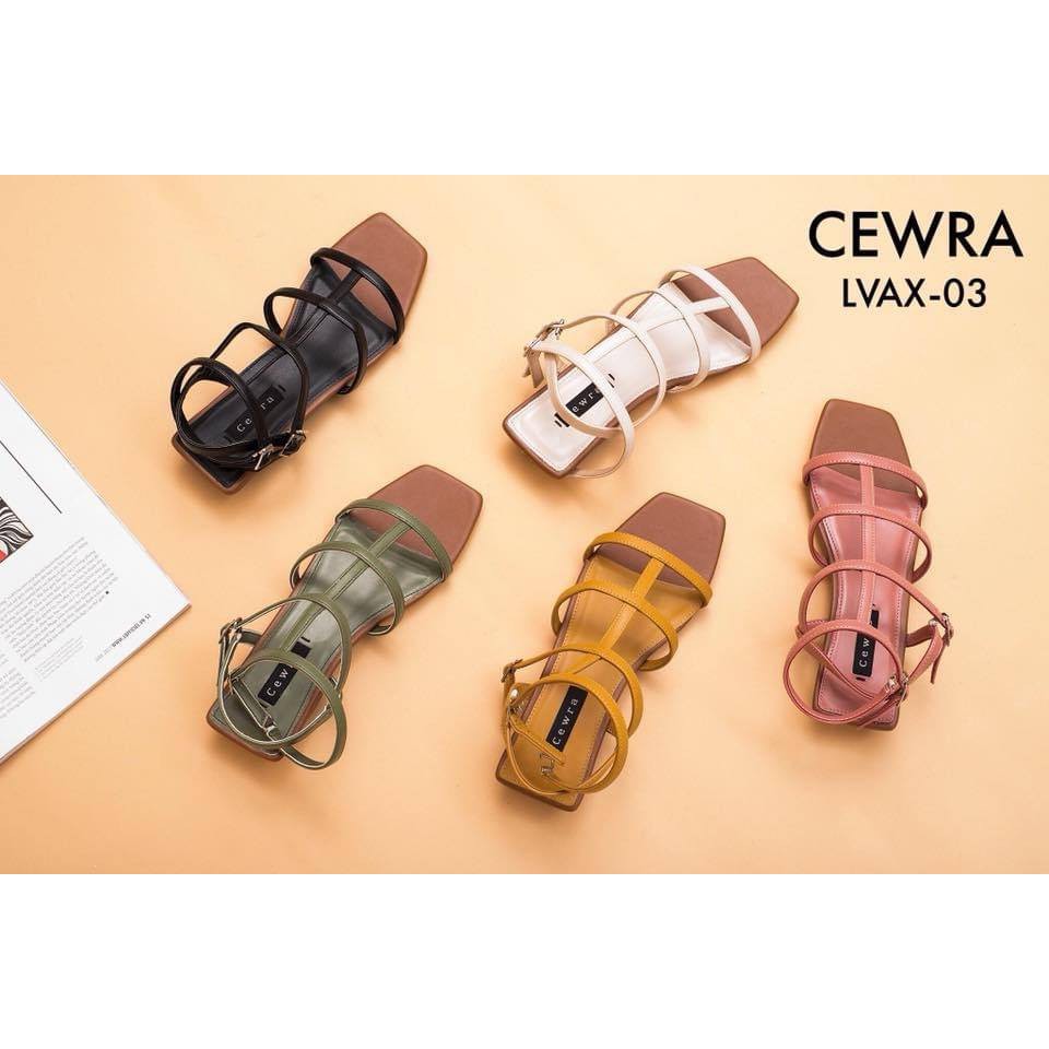 [MẪU ĐẸP] Giày sandal cao gót 2cm mũi vuông dây chiến binh rọ Màu đen- Nude CEWRA | AShoes VNXK