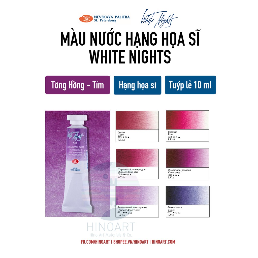 Tông tím, hồng màu nước White Nights - tuýp 10ml - lẻ