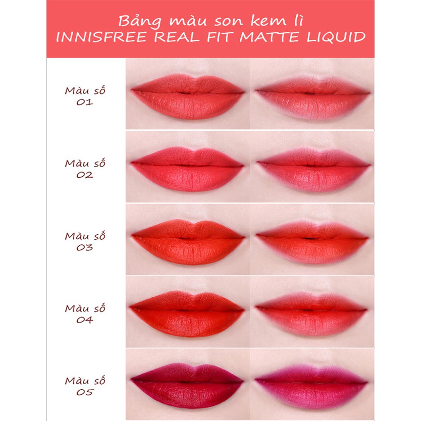 Son kem lì Innisfree Real Fit Matte Liquid