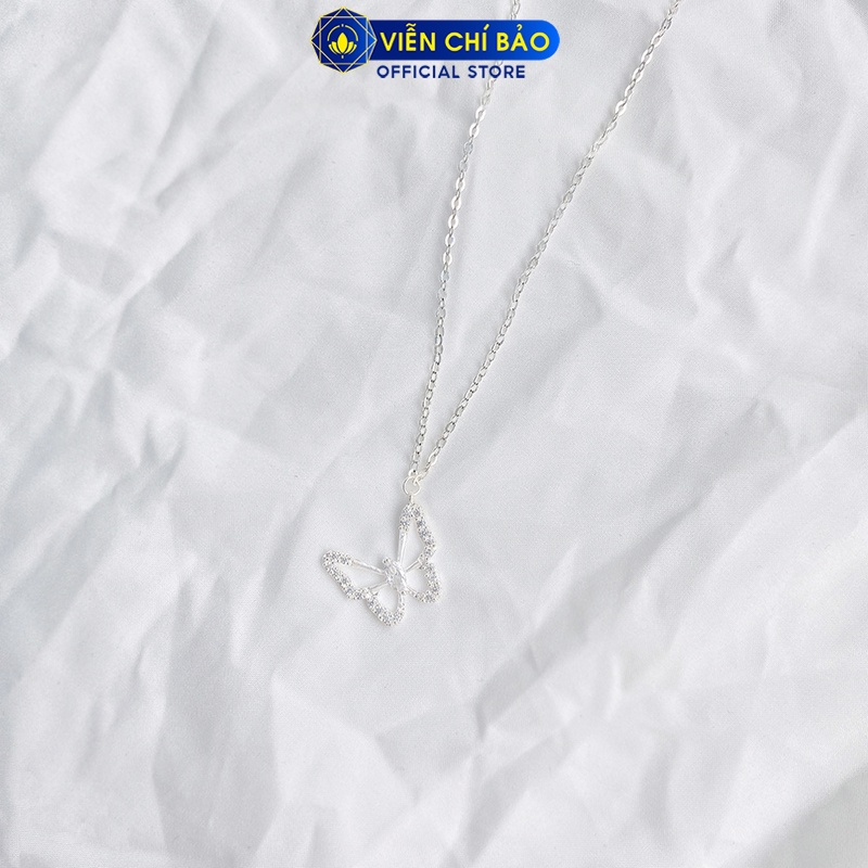 Dây chuyền bạc nữ Cánh bứm đính đá, vòng cổ nữ hồ điệp bạc 925 thời trang phụ kiện trang sức nữ Viễn Chí Bảo D400370B