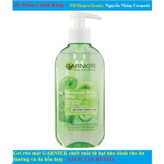 Gel rửa mặt GARNIER chiết xuất từ hạt nho dành cho da thường và da hỗn hợp