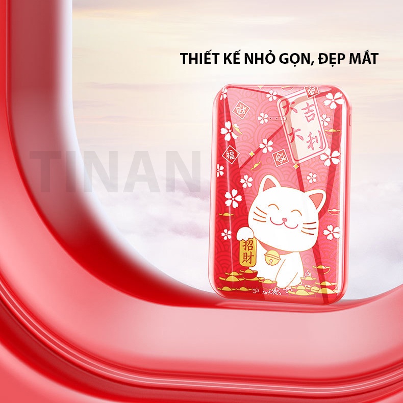 Sạc Dự Phòng 5000 mAh Họa Tiết Mini Dễ Thương, Sạc Hai Thiết Bị Cùng Lúc