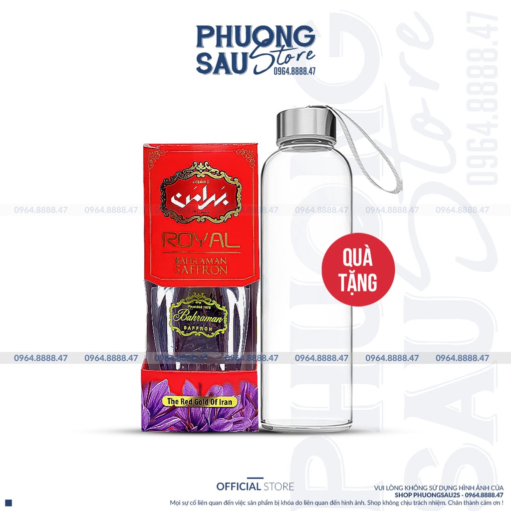 Nhụy Hoa Nghệ Tây Saffron Tây Á, Chính Hãng Bahraman, Nhập Khẩu Chính Ngạch Royal Iran, Sợi To,Dài Đỏ Đẹp