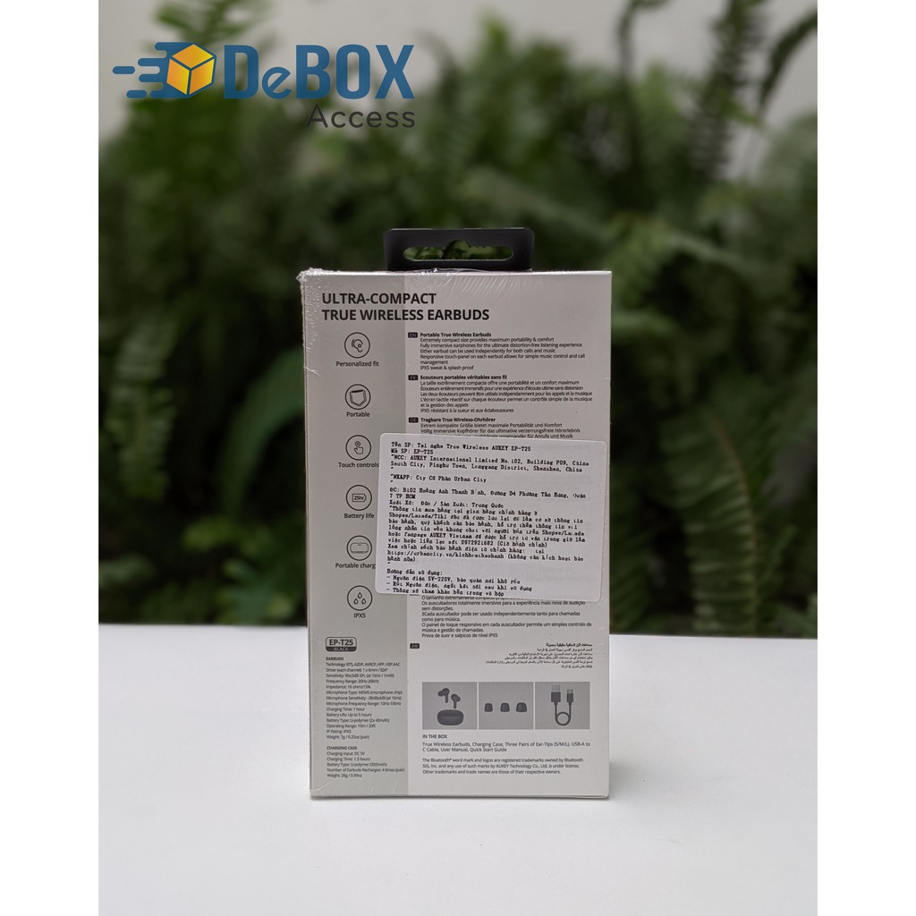 Tai Nghe True Wireless AUKEY EP-T25, BT 5.0, Pin Lên Tới 25H, Cảm Ứng, Chống Nước IPX5, Nghe Độc Lập 2 Tai - BH 24T | BigBuy360 - bigbuy360.vn