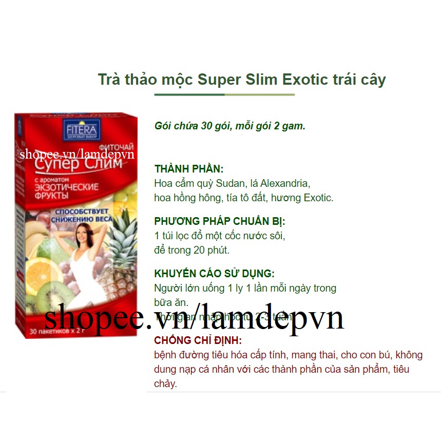 TRÀ HOA QUẢ GIẢM CÂN FITERA CỦA NGA ĐỦ LOẠI