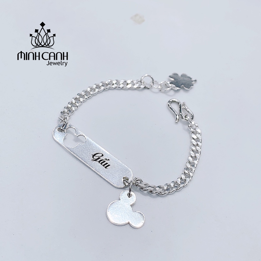 Lắc Bạc Hình Gấu Khắc Tên Cho Bé Minh Canh Jewelry