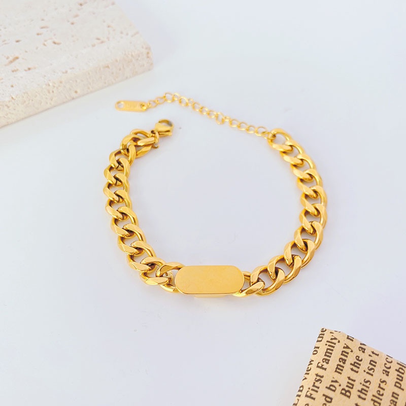 Vòng Đeo Tay Bằng Thép Titan Dày Dặn Mạ Vàng 18k Thời Trang Cho Nữ