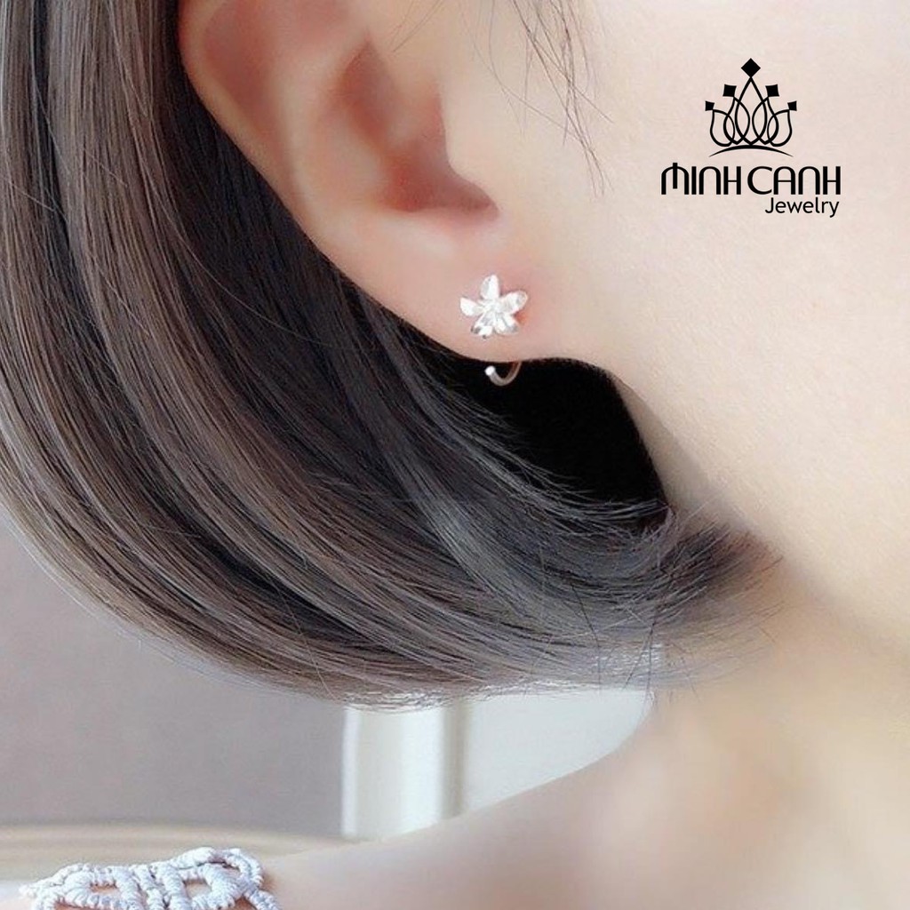 Bông Tai Bạc Móc Câu Họa Tiết Hình Hoa - Minh Canh Jewelry