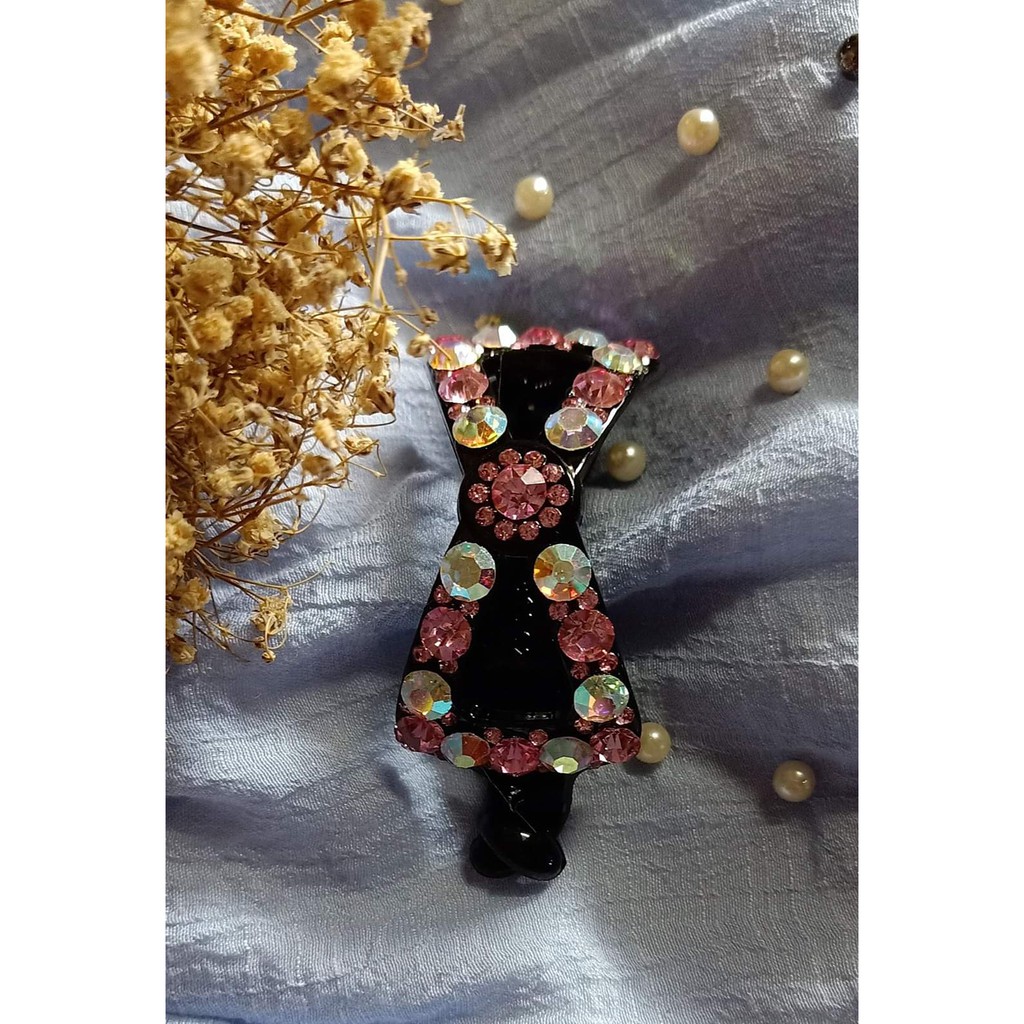 KẸP TÓC NGANG HÌNH NƠ SỐ 8 ĐÍNH ĐÁ MÀU CHO BẠN GÁI SIÊU CUTE