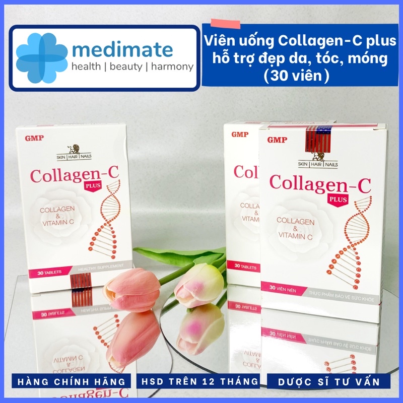 Viên uống Collagen C Plus giảm nếp nhăn, sáng da, giảm nguy cơ lão hoá da (hộp 30 viên)