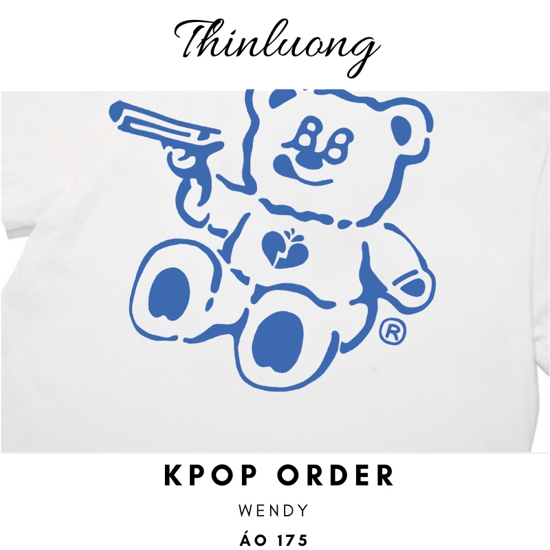 Wendy Áo thun gấu xanh cotton cổ tròn dáng croptop