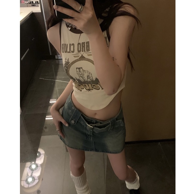 Áo Croptop Sát Nách Hoạ Tiết In Thiết Kế Độc Đáo Cho Phái Nữ