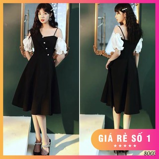Đầm dự tiệc hở vai nữ tính, chất siêu đẹp đủ size S,M,L,XL,XXL - 80032