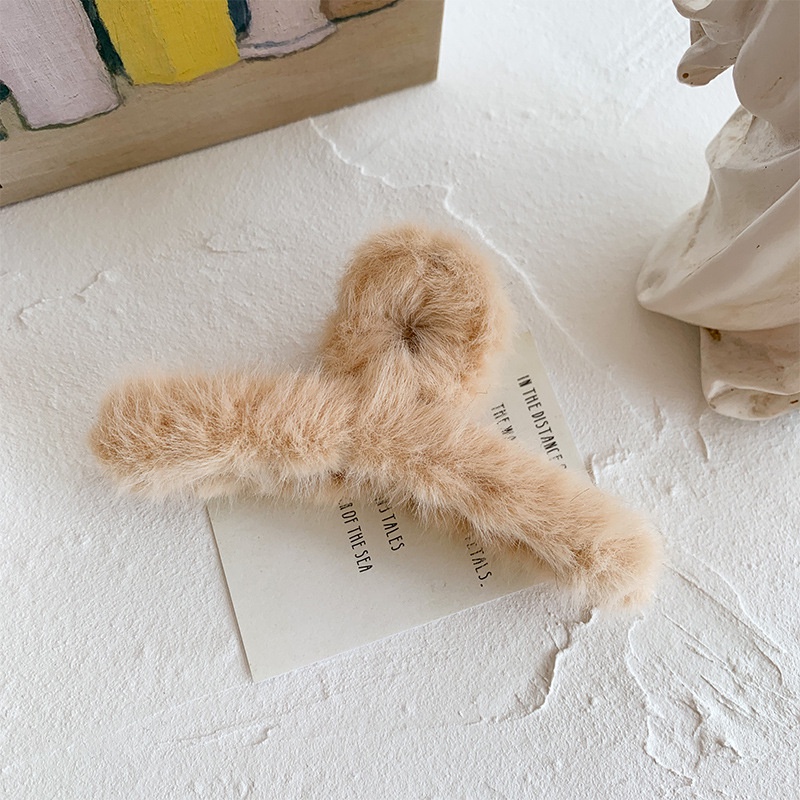 Cặp kẹp tóc càng cua hàn quốc phủ lông vũ hot trend cho nữ dễ thương cute dài 11cm