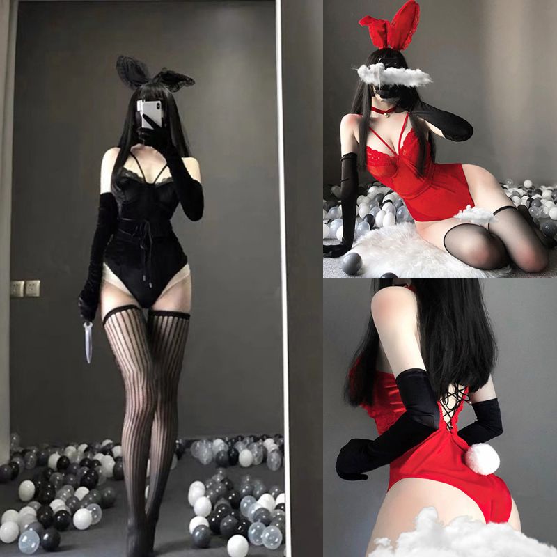 Xixi Bộ Đồ Lót Liền Thân Tai Thỏ Phối Ren Gợi Cảm Cho Nữ