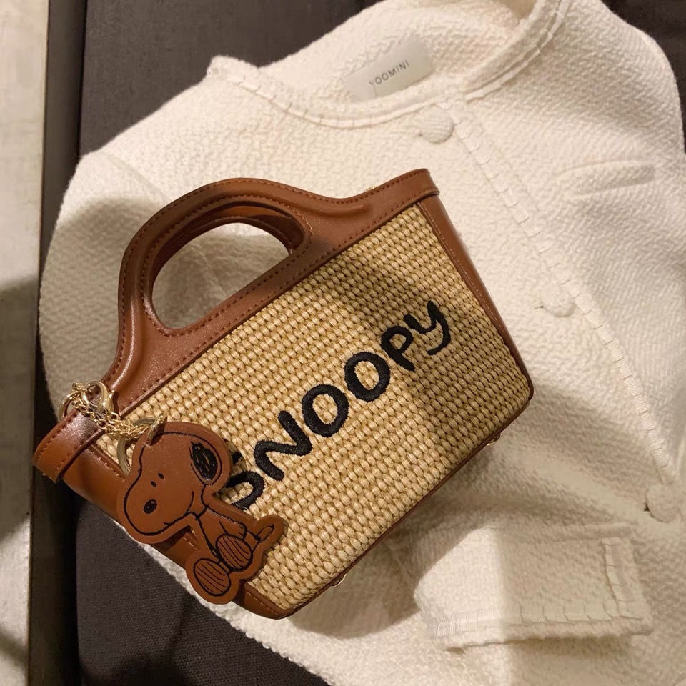 Túi Tote Đan Rơm Mùa Hè In Hình Snoopy Năm 2021 Phong Cách Mới Cho Nữ
